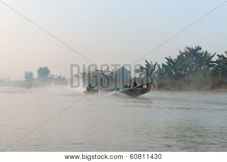 People Transportation Wooden Long Boat