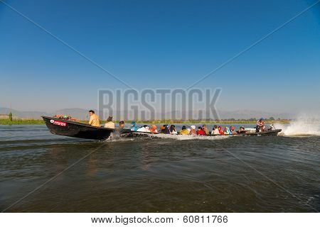 People Transportation Wooden Long Boat