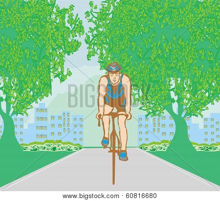 Training Cyclists In The City Park