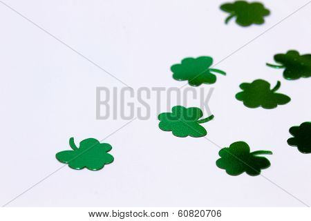 Green Shamrocks On A White Background