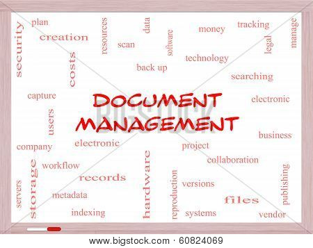 Document Management Word Cloud Concept On A Whiteboard