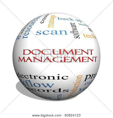 Document Management 3D Sphere Word Cloud Concept