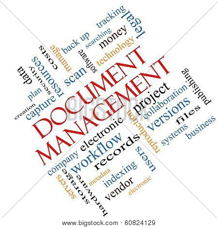 Document Management Word Cloud Concept Angled