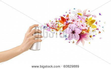 Flower-scented room sprays and flowers from inside