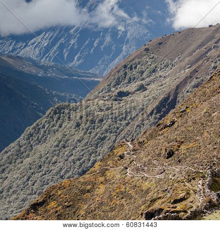Path High In Khumbe Region In Himalayas