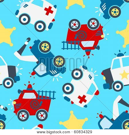 Rescue Vehicles Seamless Pattern.
