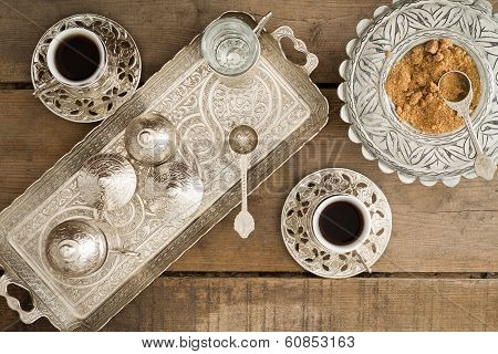 Drinking Traditional Turkish Coffee