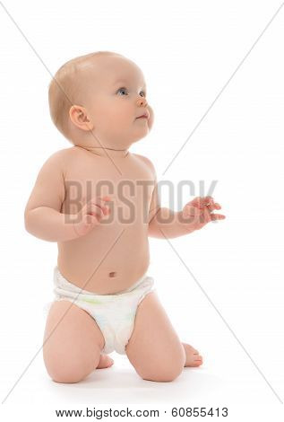 Little Child Baby Toddler Sitting Or Crawling Happy Smiling