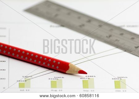 red pen on a chart