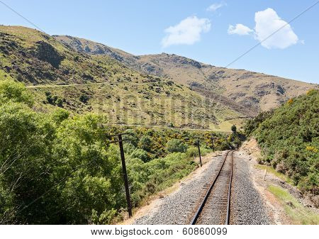 Railway Track Up Taieri Gorge New Zealand