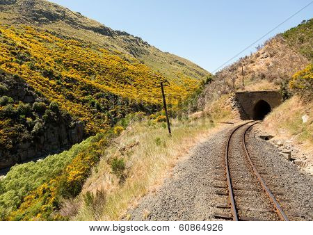 Railway Track Up Taieri Gorge New Zealand