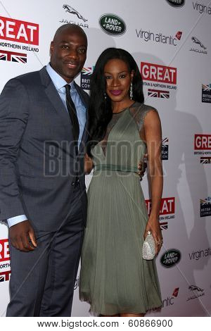 LOS ANGELES - FEB 28:  Adewale Akinnuoye-Agbaje, Amma Assante at the 2014 GREAT British Oscar Reception at The British Residence on February 28, 2014 in Los Angeles, CA