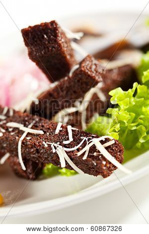 Herring Served with Potato, Onions and Bried Sticks