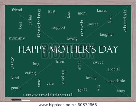 Happy Mother's Day Word Cloud Concept On A Blackboard