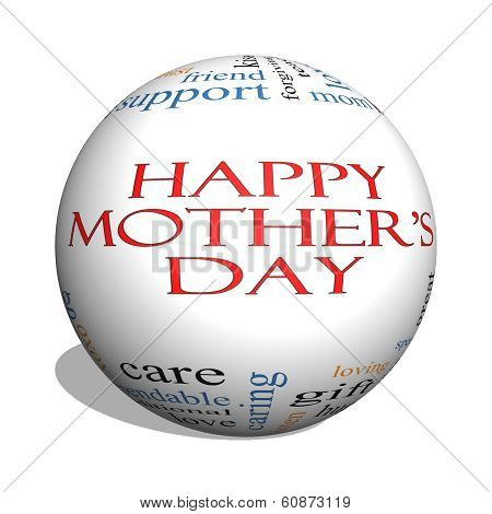 Happy Mother's Day 3D Sphere Word Cloud Concept
