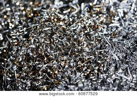 steel scrap materials recycling backround of metal shavings