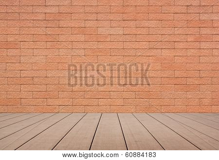 Brick wall and wood flooring, Vintage Background