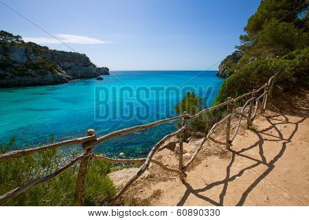 Cala Macarella Ciudadela Menorca turquoise Mediterranean sea in Balearic islands