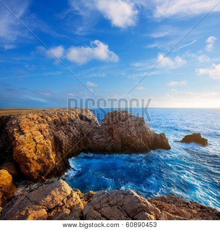 Menorca Punta Nati sunset in Ciutadella Balearic Islands at Mediterranean sea