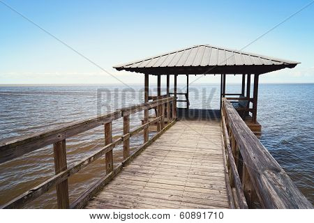 Rustic Wooden Fishing And Swimming Pier