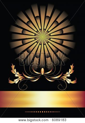Hintergrund mit Ornament und golden ribbon
