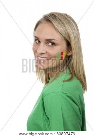 Young Girl with the Cameroon flag painted on her cheek