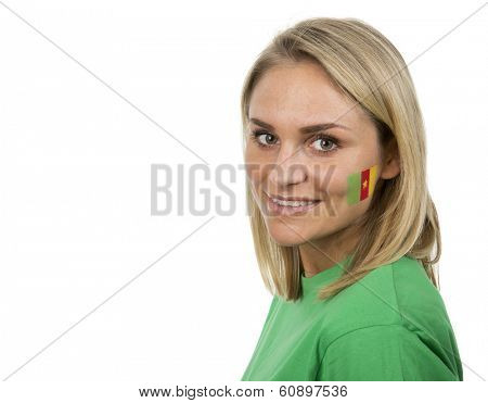 Young Girl with the Cameroon flag painted on her cheek