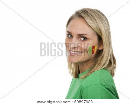 Young Girl with the Cameroon flag painted on her cheek