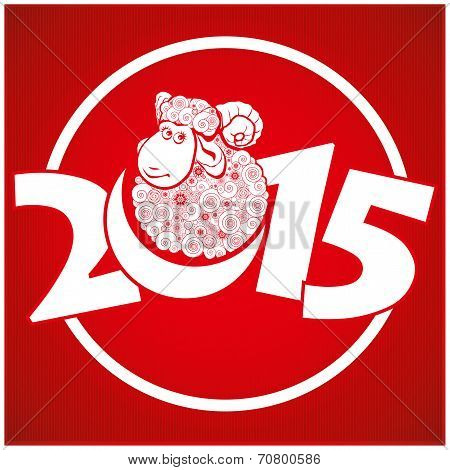 Funny Sheep On Bright Red Background