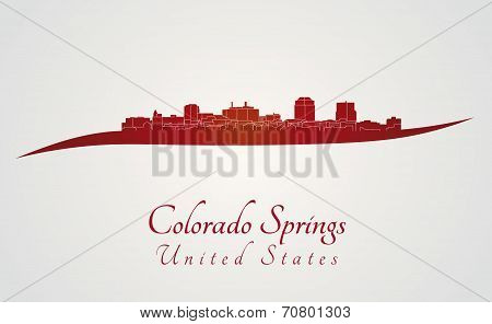 Colorado Springs Skyline In Red