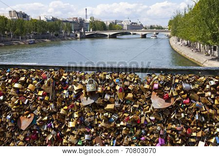 The Love Locks On The Pont Des Arts In Paris.