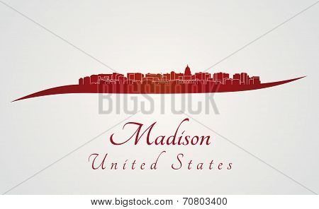 Madison Skyline In Red
