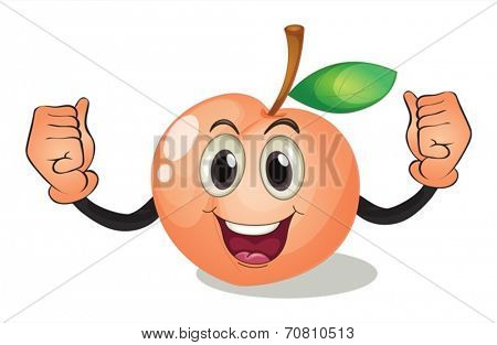 Illustration of a peach with face