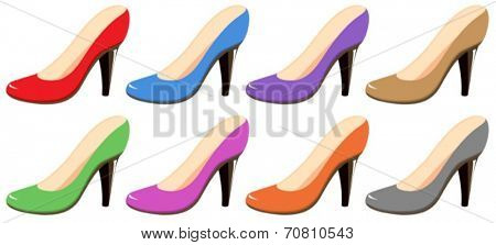 Illustration of different colors highheels