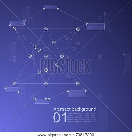 Blue Abstract  Background With Transparent Mesh And Glowing Lines