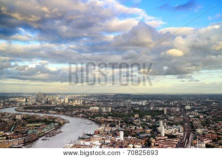 London Cityscape  with Canary Wharf