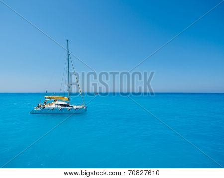 Sailing yacht in Porto Katsiki Lefkada Greece