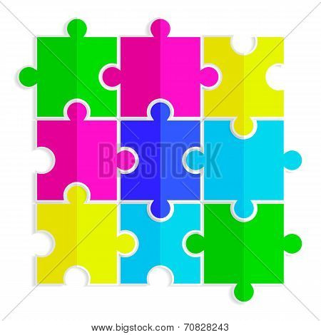 Seamless Texture Of Colored Flat Puzzle Icon