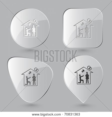 Home affiance. Glass buttons. Raster illustration.