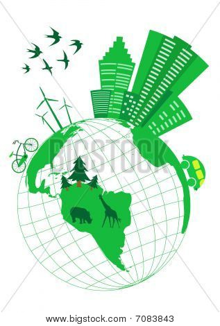 Fogalmi ecologic illusztráció együtt világon