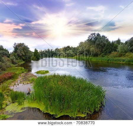 Morning scene on Psel` river, Ukraine