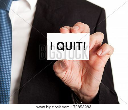 Close-up Of Businessman Holding Blank Card