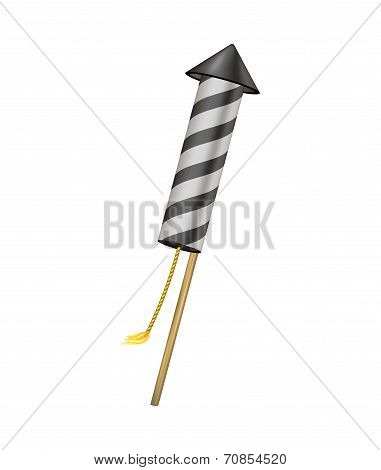 Firework rocket with burning wick