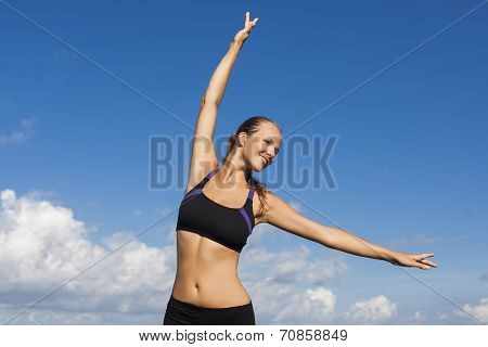 Beautiful Girl With Arms Outstretched