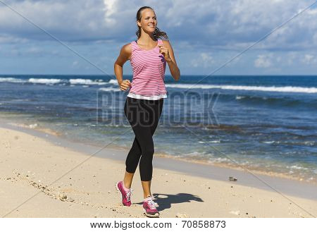 Beautiful Girl Running On The Beach