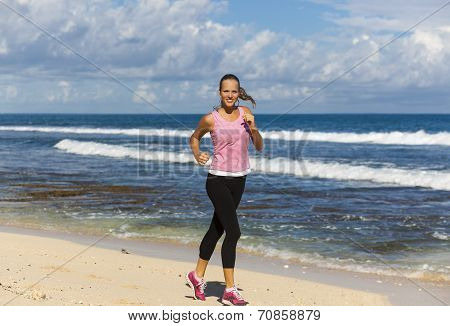 Beautiful Girl Running On The Beach