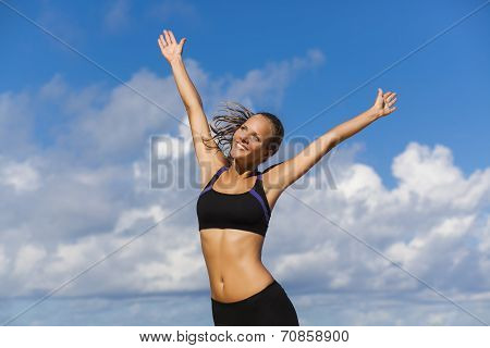 Beautiful Girl  With Arms Outstretched