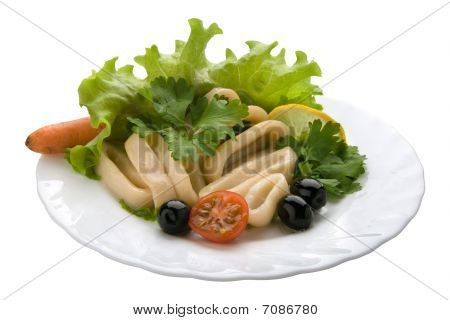 Салат с кальмарами кольцами