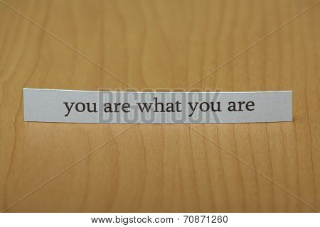You are what you are