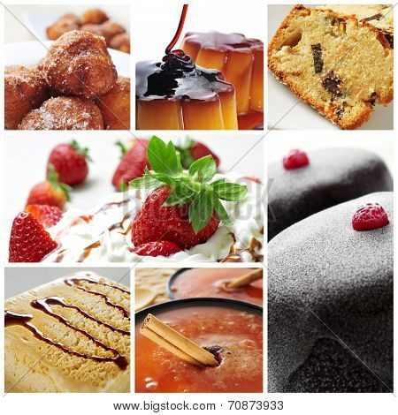 a collage of seven pictures of different international desserts
